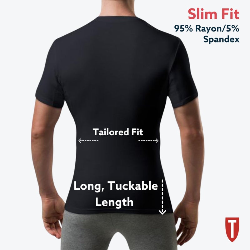 THOMPSON TEE Men's Sweatproof Undershirt - V Neck T-Shirt with Underarm Sweat Pads - Slim Fit - Aluminum-Free Alternative - Black - Medium - Image 2